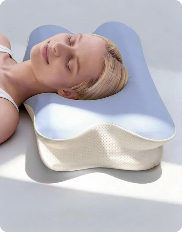 Woman sleeping soundly on the Melara pillow
