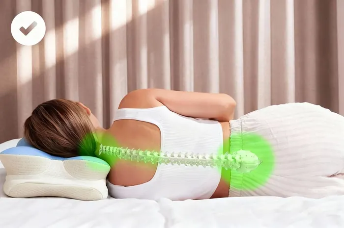 Proper spinal alignment with the Melara pillow